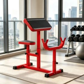 Red 265 LBS Preacher Curl Bench: Adjustable Seated Arm Isolated Barbell Dumbbell Bicep Station for Strength Training (Option: Default Title)