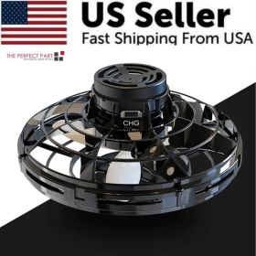Flying Fidget Spinner Drone Ball UFO Stress Focus Hand Fun Toy LED Kids & Adults (Option: black)