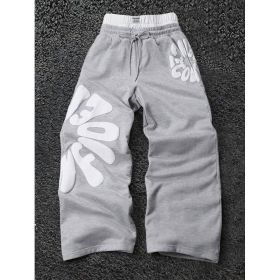 Womens And Mens Loose-fitting Straight-leg Sports Pants (Option: Gray-S)