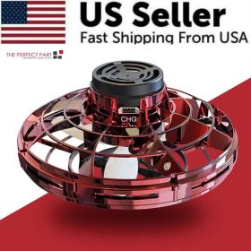 Flying Fidget Spinner Drone Ball UFO Stress Focus Hand Fun Toy LED Kids & Adults (Option: red)