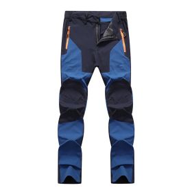 Outdoor Stretch Charging Men's Windproof Waterproof And Hard-wearing Breathable Quick-drying Pants (Option: Sapphire Blue-L)