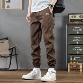 Men's Casual Sports Cropped Ankle-Tight Pants (Option: M66 Camel-L)