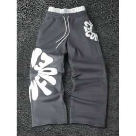 Womens And Mens Loose-fitting Straight-leg Sports Pants (Option: Dark Gray-M)