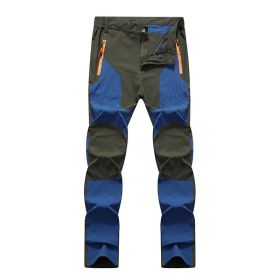 Outdoor Stretch Charging Men's Windproof Waterproof And Hard-wearing Breathable Quick-drying Pants (Option: Green Plug Blue-XL)