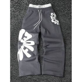 Womens And Mens Loose-fitting Straight-leg Sports Pants (Option: Dark Gray-2XL)