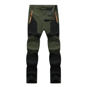Outdoor Stretch Charging Men's Windproof Waterproof And Hard-wearing Breathable Quick-drying Pants (Option: Green Black-M)