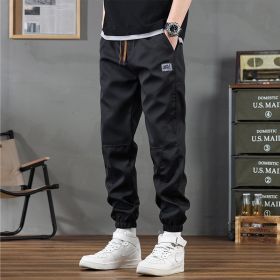 Men's Casual Sports Cropped Ankle-Tight Pants (Option: M66 Black-XL)